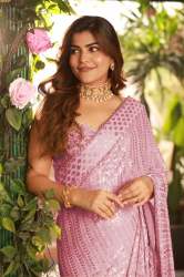 purpel All Over Double Sequence saree with blouse