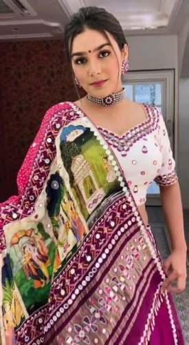 Soft Chinon Silk Fancy Digital Print & Real Mirror Work lehenga Choli