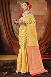 Soft Cotton Saree with Heavy Amex Jari Design & Contrast Pallu & Blouse