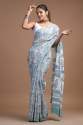 Soft pure cotton mulmul block printed saree with blouse thumb 4