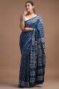 Soft pure cotton mulmul block printed saree with blouse thumb 5