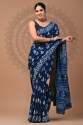 Soft pure cotton mulmul Hand block printed saree with blouse thumb 2