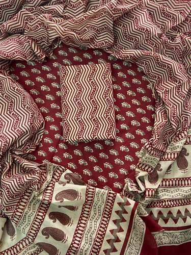 Unstitched cotton printed suits with soft cotton dupatta