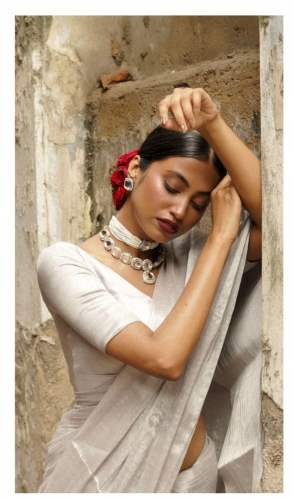 Uppada Cotton tissue saree With Silver Jari 