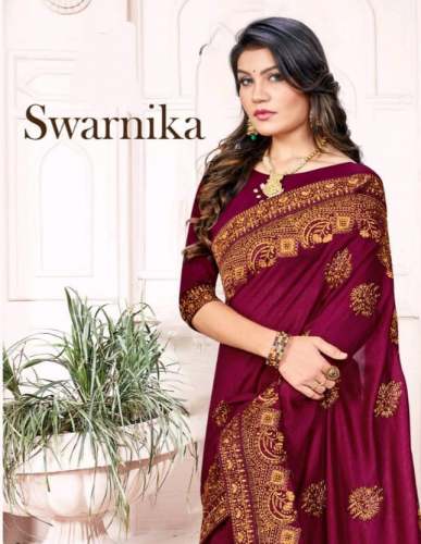 vichitra silk embrodriary saree
