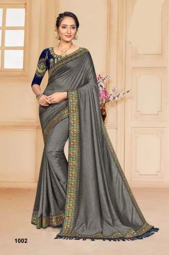 vichitra silk saree with embrodiary blouse
