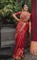 Wedding Wear Red Art Silk Jacquard Border Saree