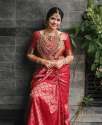 Wedding Wear Red Art Silk Jacquard Border Saree thumb 3