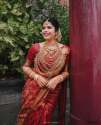Wedding Wear Red Art Silk Jacquard Border Saree thumb 4