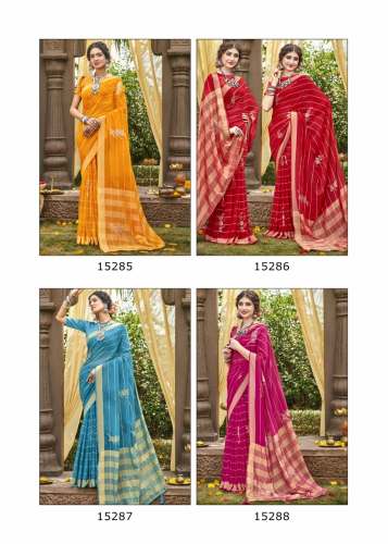 Weightless Stripes & Floral Printed, Stone saree