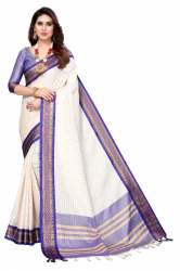 white silk cotton saree with silk cotton blouse