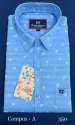 Sky Blue Cotton Printed Shirt For Mens