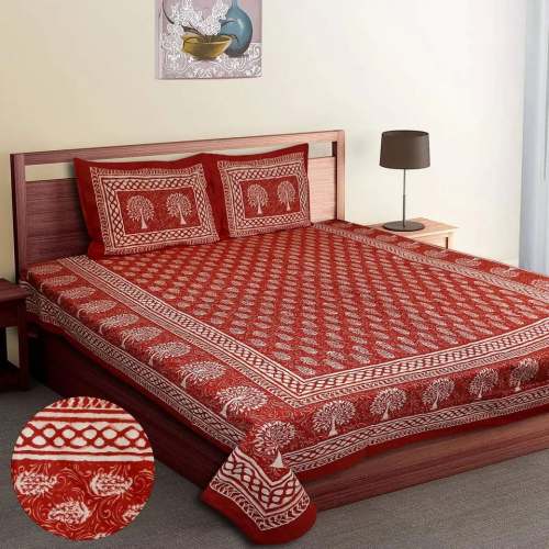 Block Print Dabu Double bed Bedsheet  by Nandini Handicrafts