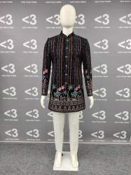 9000 Velvet Embroidery Multi Thread Daman Work Fabric by less than three