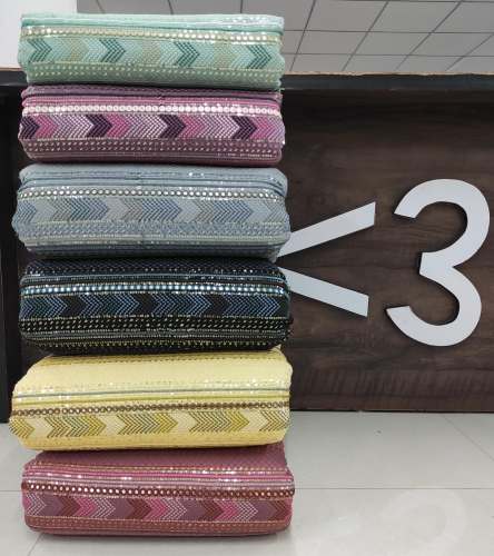 Chanderi Silk Sequence Embroidery Work Fabric