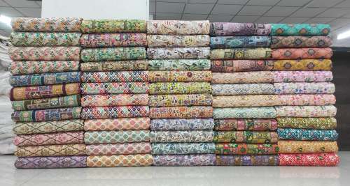 Rayon Foil Position Print Fabric by less than three