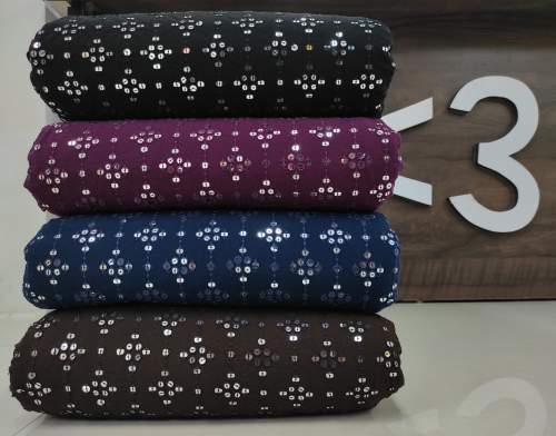 Rayon Sequence With Mirror Work Embroidery Koti Kurta Fabric