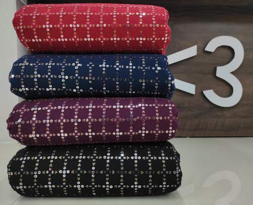 Rayon Sequence With Mirror Work Luknowi Kurta Fabric by less than three