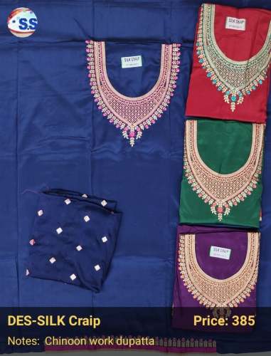 Crepe SIlk Dress Material With Sequence Dupatta 