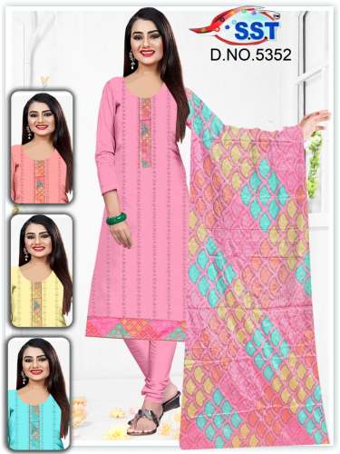 Jam Cotton Dress Material with Work Dupatta set