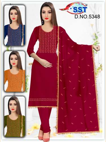 Prampra Cotton Dress Material with Work Dupatta 
