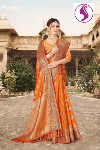 Beautiful Designer multi colour  Soft Silk Saree by Green Look