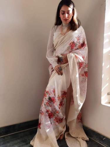 Digital Printed Refined Organza Silk Saree