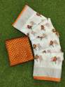 Sparrow linen cotton saree with blouse thumb 4