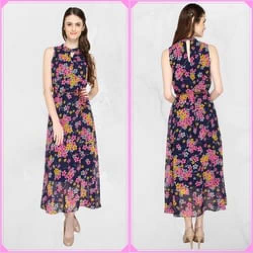 Halter Neck A-Line Floral Maxi Dress by Intimodo