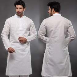 Plain White Mens kurta Pajama set