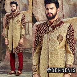 Embroidered Mens Jamawar Sherwani 