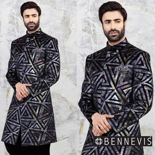 Functional Wear Mens Black Sherwani 