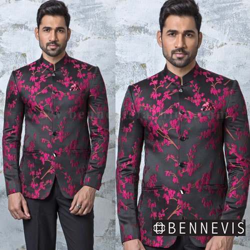 Party wear Jacquard Jodhpuri Suit For Men by R K Creative Designers Pvt Ltd