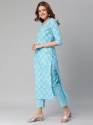 Sky Blue Cotton Blend Kurti Set by Anni Designer  thumb 1
