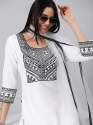 Cotton Blend White GOSRIKI Kurti Set  thumb 1