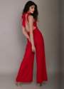 Cocktail Wear Plain Red Jumpsuit  thumb 1