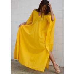 Ladies Cotton Yellow Kaftan