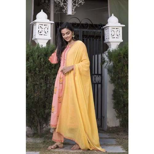 Functional Wear Kurti With Palazzo Dupatta Set by Shah Mangilal Phool Chand Co