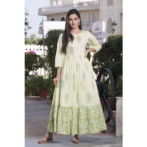 Long Anarkali Gown Style Kurti  by Shah Mangilal Phool Chand Co