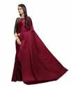 Maroon Plain Satin Saree By Kashvi Brand thumb 1