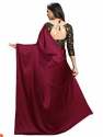 Maroon Plain Satin Saree By Kashvi Brand thumb 2