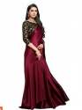 Maroon Plain Satin Saree By Kashvi Brand thumb 3