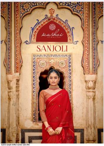 Kashvi sanjoli chiffon sarees at whosale prices 