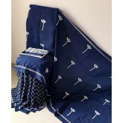 Ladies Dark Blue Pure Cotton Saree