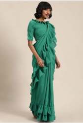 Buy Florence Solid Ruffle Saree At Wholesale Price