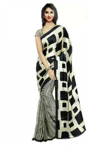 Buy Janvi Printed Poly Crepe Saree For Shop by Jaanvi Fashion