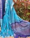 Handblock Printed Linen Saree For Ladies