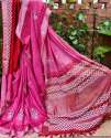Handblock Printed Linen Saree For Ladies thumb 1