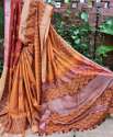 Handblock Printed Linen Saree For Ladies thumb 2