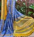 Handblock Printed Linen Saree For Ladies thumb 3